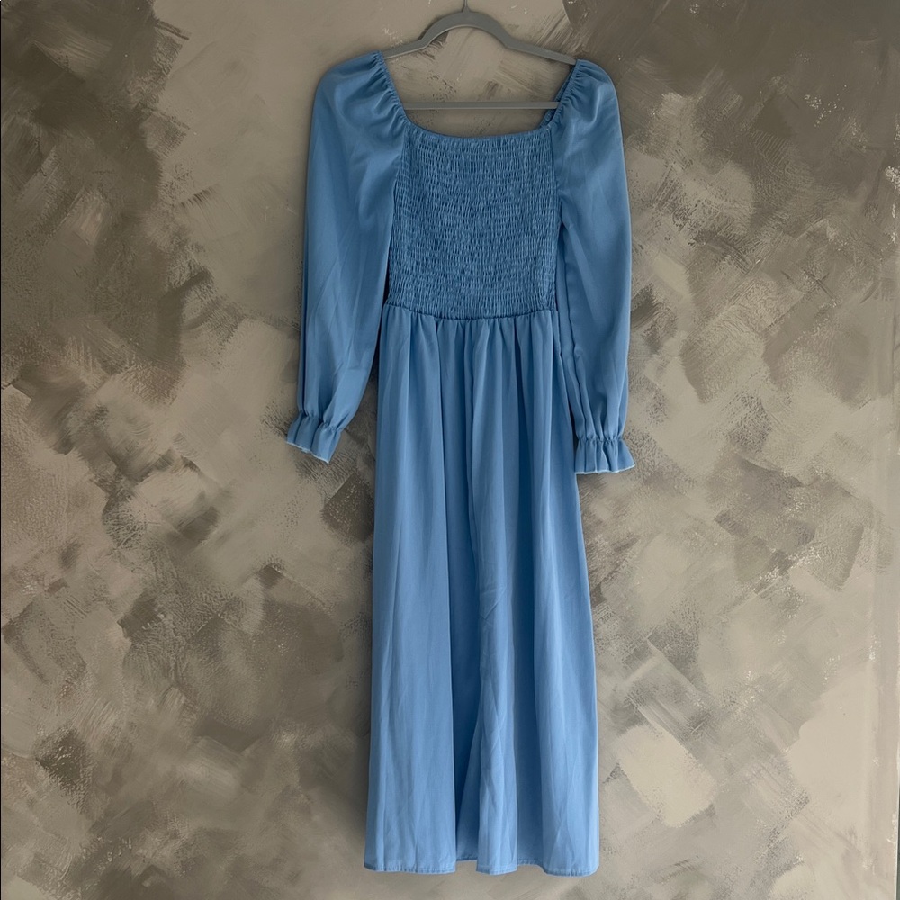 Maternity Blue Long Sleeve Dress